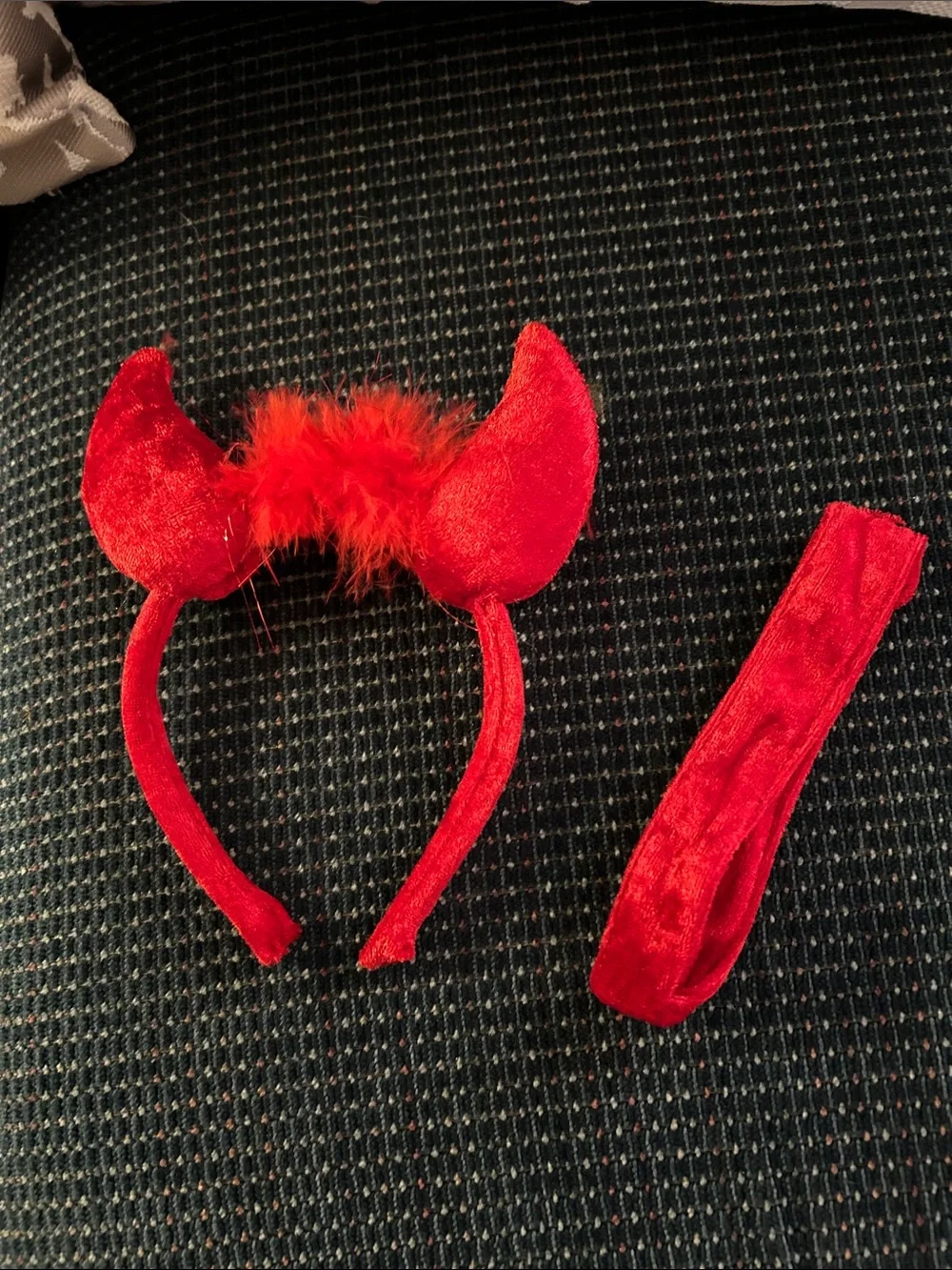 Kids Red Devil Horns Headband and neck band Costume Set